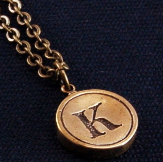Bronze Typewriter Key Necklace - Pick your Initial / Letter