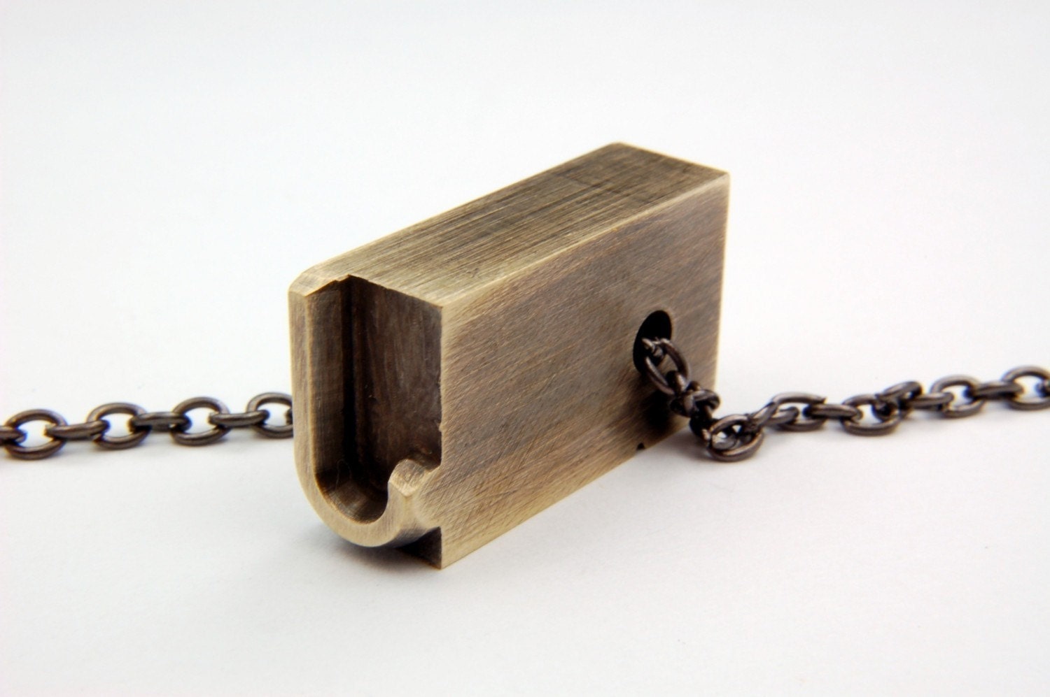Letter J  Letterpress Necklace - Brass Initial Personalized - Other Letters Available