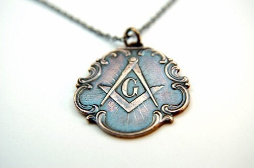 Ornate Bronze Free Mason - Square and Compasses Pendant - by Gwen DELICIOUS Jewelry Design
