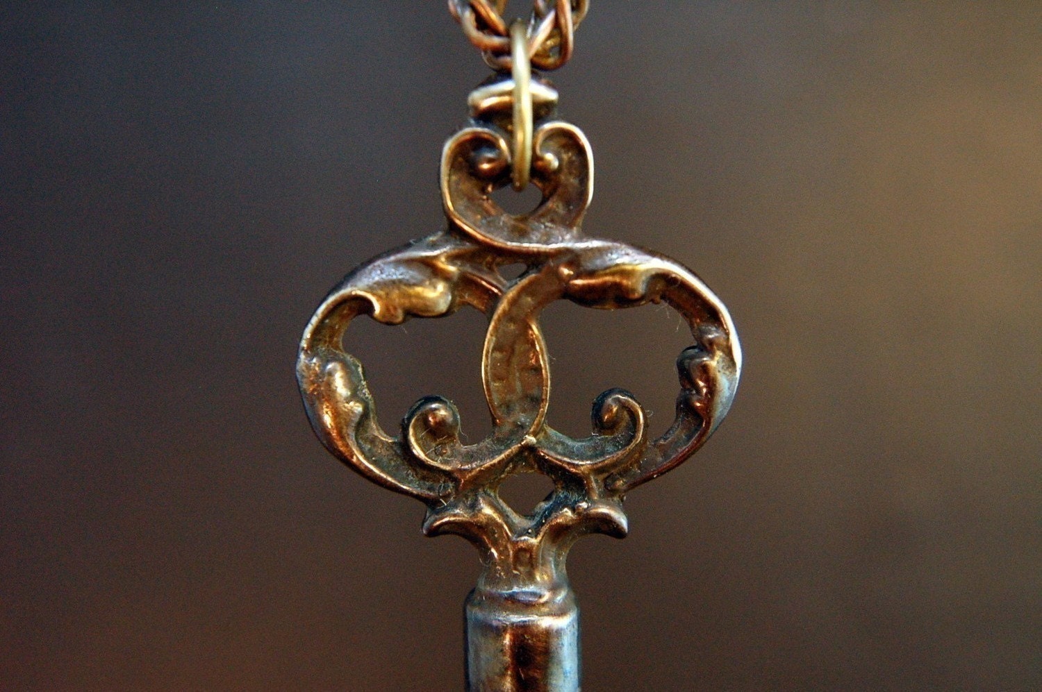 Skeleton Key Necklace Pendant Ornate Bronze Victorian - Gwen Delicious Jewelry Design