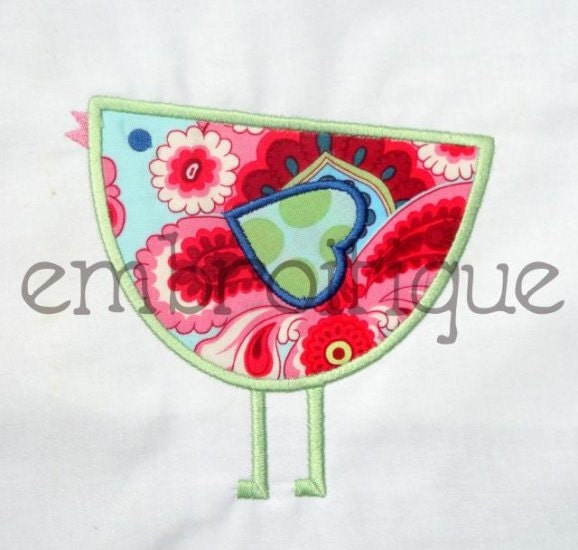 Little Birdie Mod Applique- Machine Embroidery Design - for 4x4 5x7 and 6x10 hoops