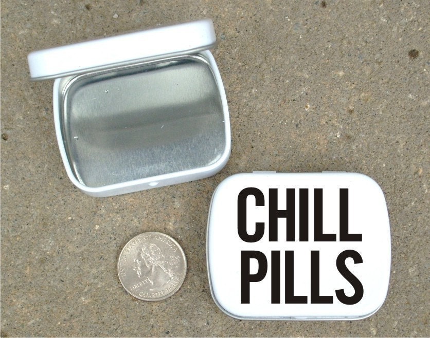 Tin Chill Pills medicine tin case mint tin gift tin funny medicine holder