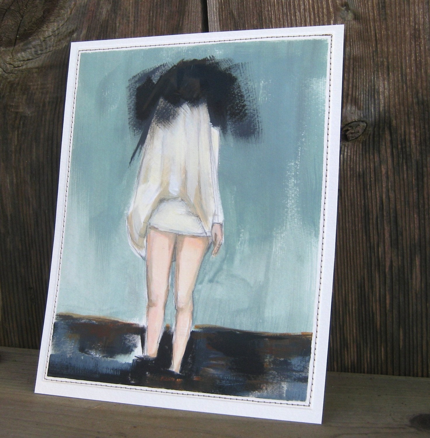 Wedding Hair, sewn painting