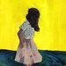 SWIRL . large giclee art print with yellow and navy blue