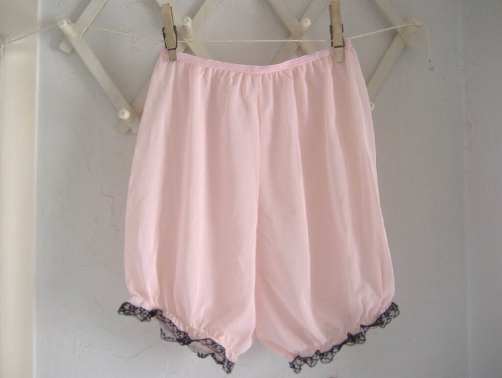 Sale PINK Vintage Nylon Panty Bloomers Black by finders4keepers