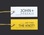 Custom made Destination Wedding luggage tags in Minimalist Design.
