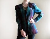 Vintage Plaid Jacket. Colorful Working Girl.