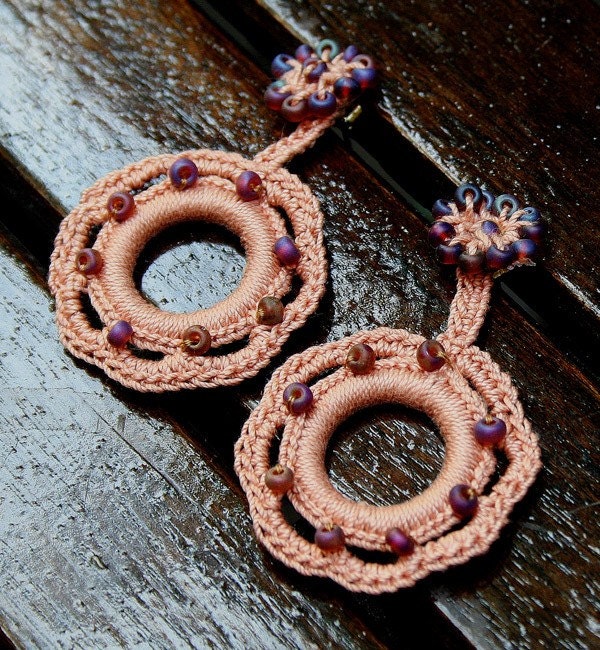 Crocheted Cotton 2 in 1 Adjustable Beaded Earrings