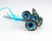 Turquoise and brown ceramic bouquet Bridal bouquet Romantic style Wedding bouquet Handmade ceramic flowers