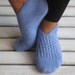 Handknitted Wool Ocean Blue Slippers