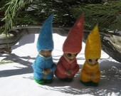 OOAK  Forest Flower Gnomes Needle Felted Soft Sculpture Set of Three