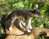 OOAK Gray Timber Wolf Needle Felted Soft Sculpture