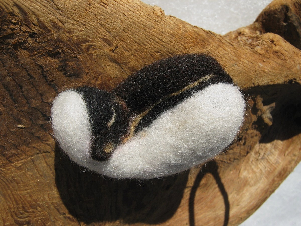 OOAK Sleeping African Honey Badger Needle Felted Soft Sculpture