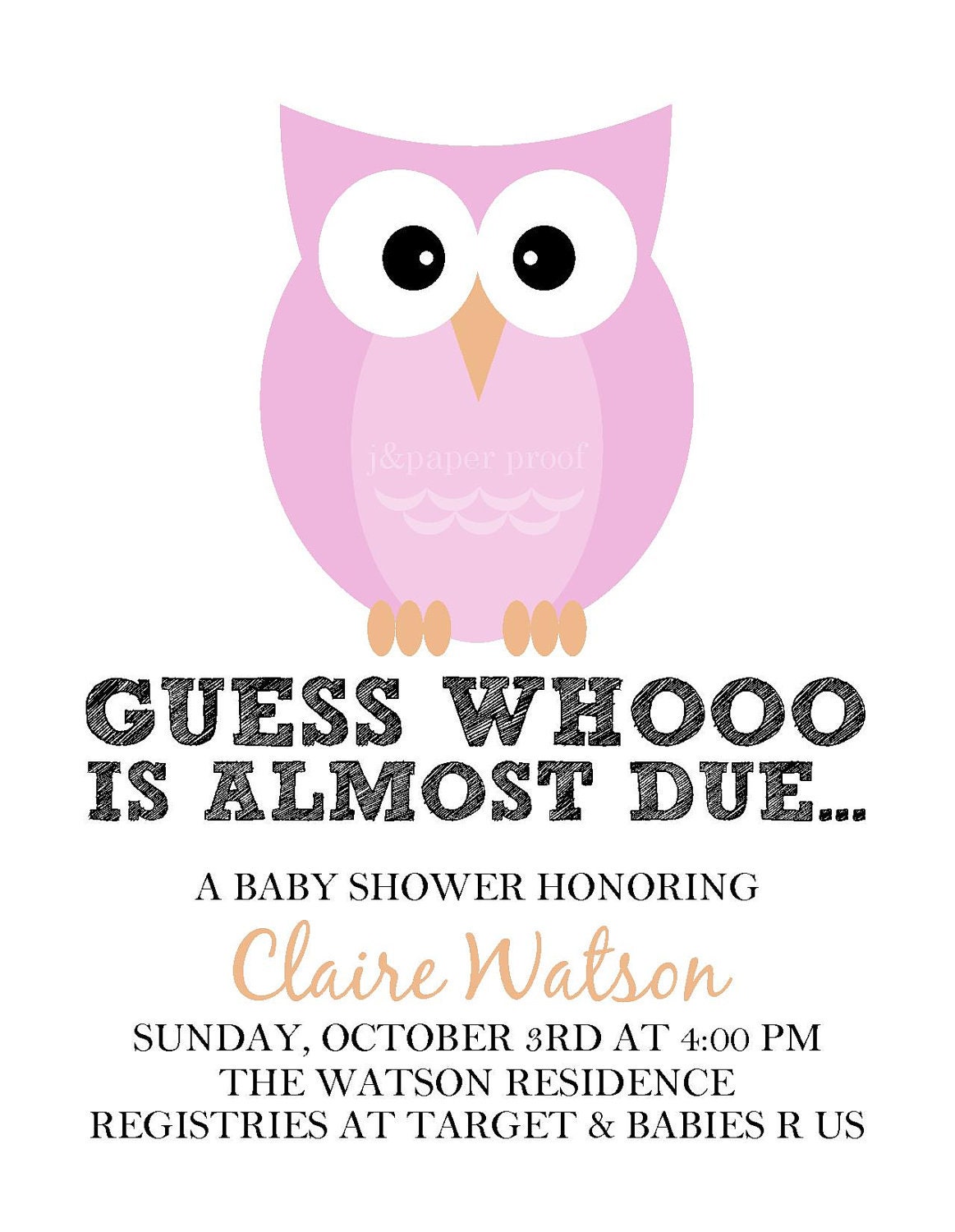 Owl Baby Shower Invitations - Printable Digital File