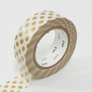 Dots Gold - Japanese mt Deco Washi Masking Tape, Scrapbooking, Collage, Gift Wrapping, MT01D134