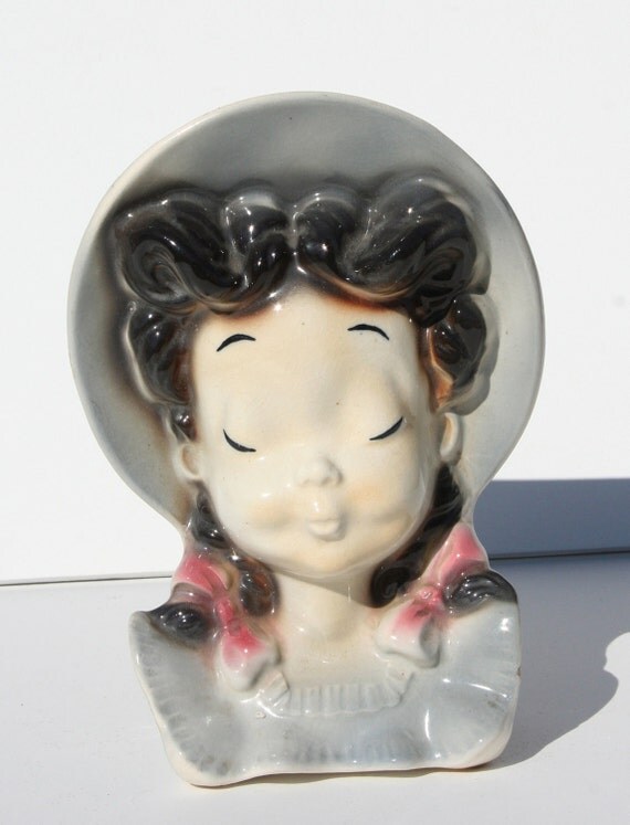 Vintage Royal Copley Lady Head Vase Art Pottery by Modnique