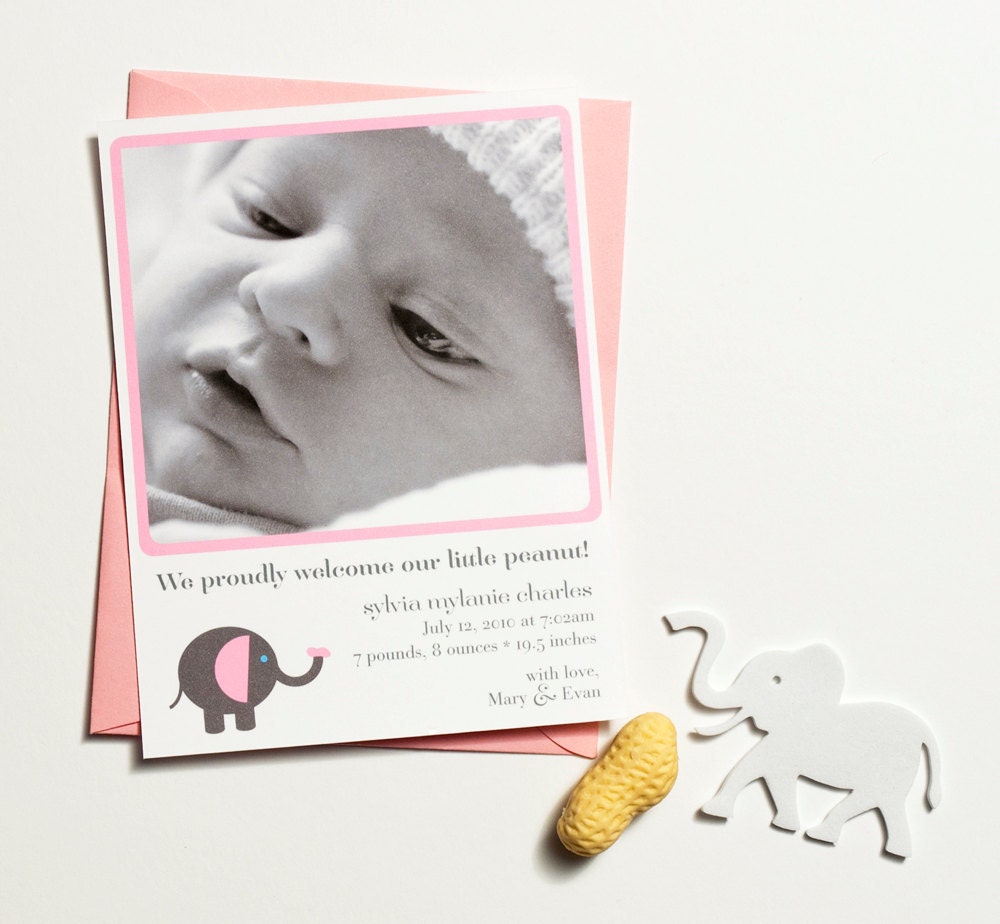 Little Peanut Photo Birth Announcement (Girl)