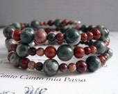 Rainbow Jasper and Buttermilk Jasper Bracelet on Memory WIre