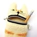 Pencil case, Eyeglass case: Cute hungry cat pencil or eyeglass case handmade from white wool