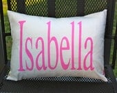 custom name pillow.  wedding, birth, graduation.  comes in any color or design.