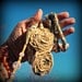 Handfasting Cord Golden Roses Made of Sari Fabric w Carved Bone Celtic Knots
