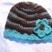 Baby Hat With Flower Cap 0-4 months Browns and Blues