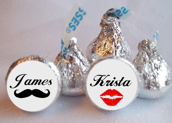 Hershey's Kiss Stickers, Moustache, Lips, Wedding, Bride, Groom Il_570xn