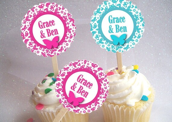 Cupcake Picks, Toppers, Wedding, Bridal Shower, Baby Shower, Birthday, Tea, Luncheon, Butterflies Il_570xn