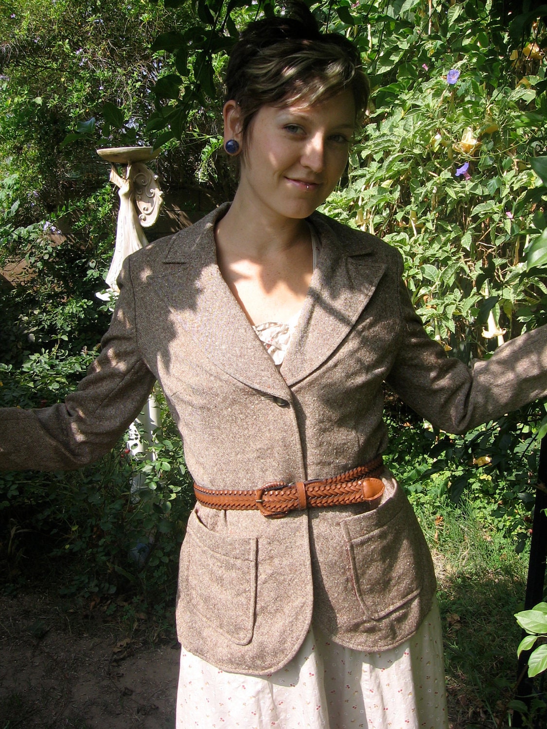 Sale--Was 30--Vintage 70s Pendleton Blazer--Taupe Wool Retro Boho Jacket Size 12 M L