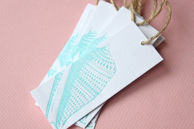 Pearly Shell-Letterpress Printed Gift Tags QTY//8