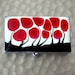 Metal Pill Box Hand Painted Rectangle Pillbox in Red White and Black Metal Box Blossom Inspired with a Glossy Enamel Finish