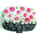 Metal Pill Box with Mirror Oval Hand Painted Fuchsia Pink and Lime Pillbox in a Glossy Enamel Finish