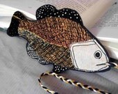 Bookmark Gold Fish Black Navy Blue Fabric Men Quilted