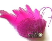 Peacock Feather Hair Clip PINCH of PINK Rhinestone Wedding Hair Fascinator Clip Bridal Party