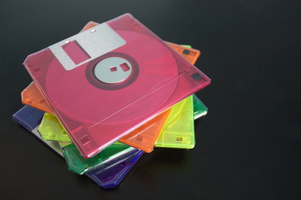 Floppy Disk Coasters - NEON - Techie Gift - Tech Lover