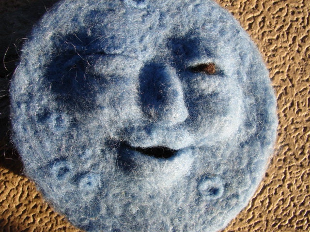 Needle felted man in the blue moon