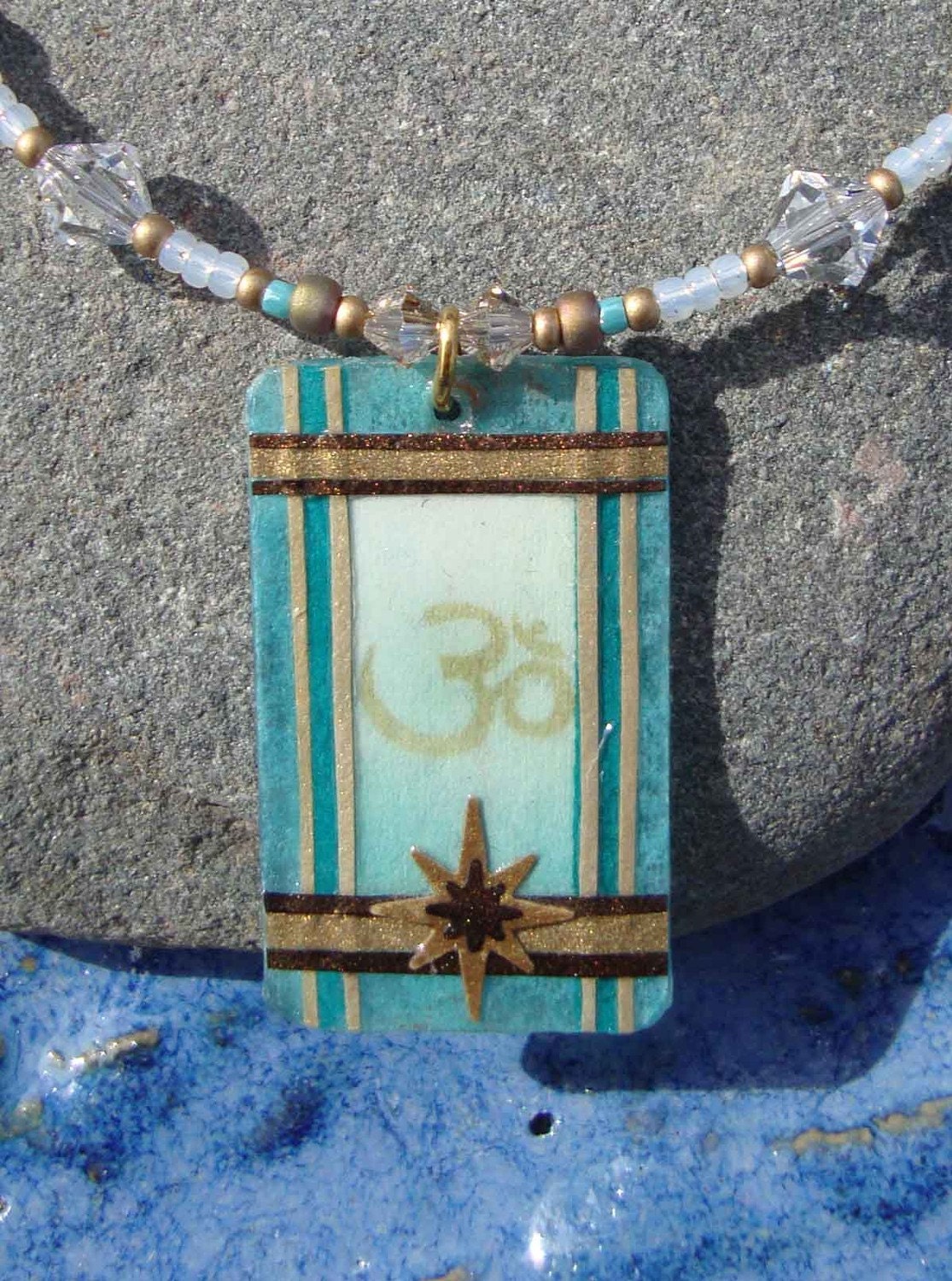 Om Necklace in blue