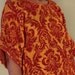 RESERVED for annie, Orange and Red Damask Shift Dress, Hand dyed, Ruffle Hem,