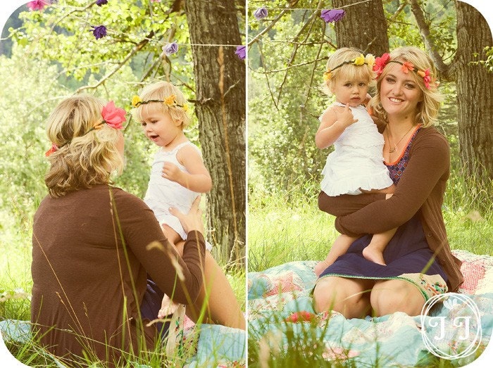 Fabric Flower Coral Crown