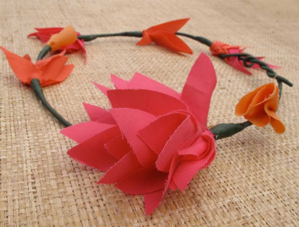 Fabric Flower Coral Crown