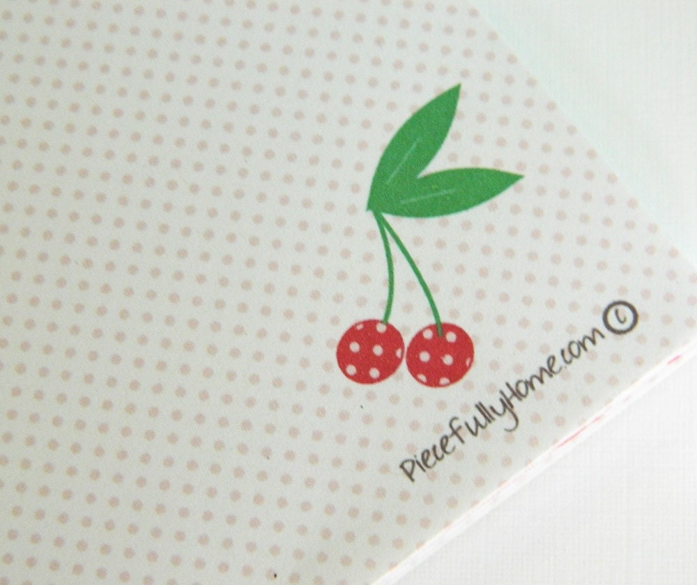 Notepad in cherries and polka dots