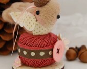 Free Shipping USA. Ready to Ship. Needle Felted perched Baby Bird. Cute Cake Topper.