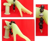 SALE - One-of-a-Kind Glass Black Fairy Charm Bracelet Jewelry Handmade Women's Fashion Accessories