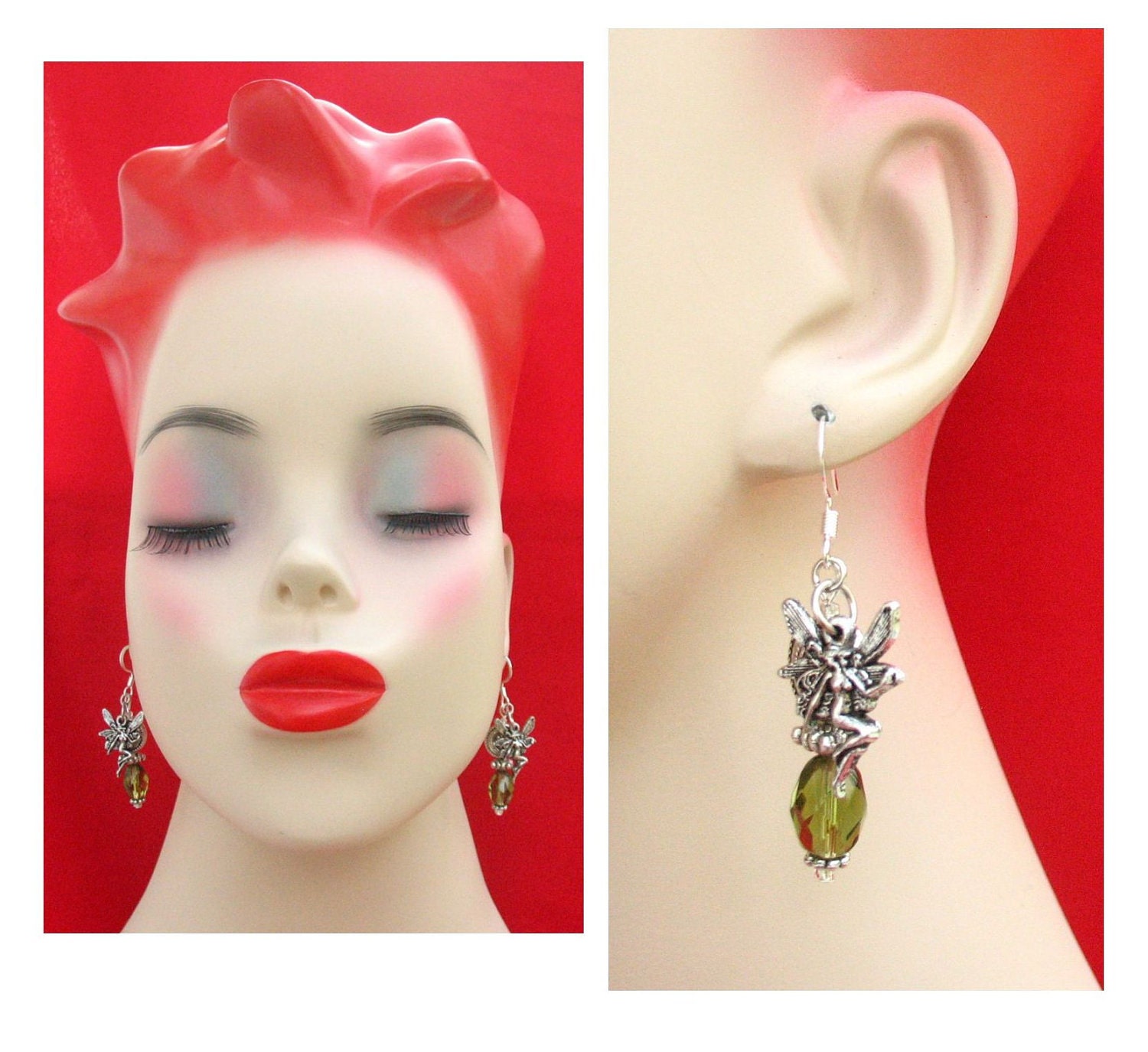 Moss Green Crystal Fairy Charm Earrings Handmade Jewelry New Accessories Women