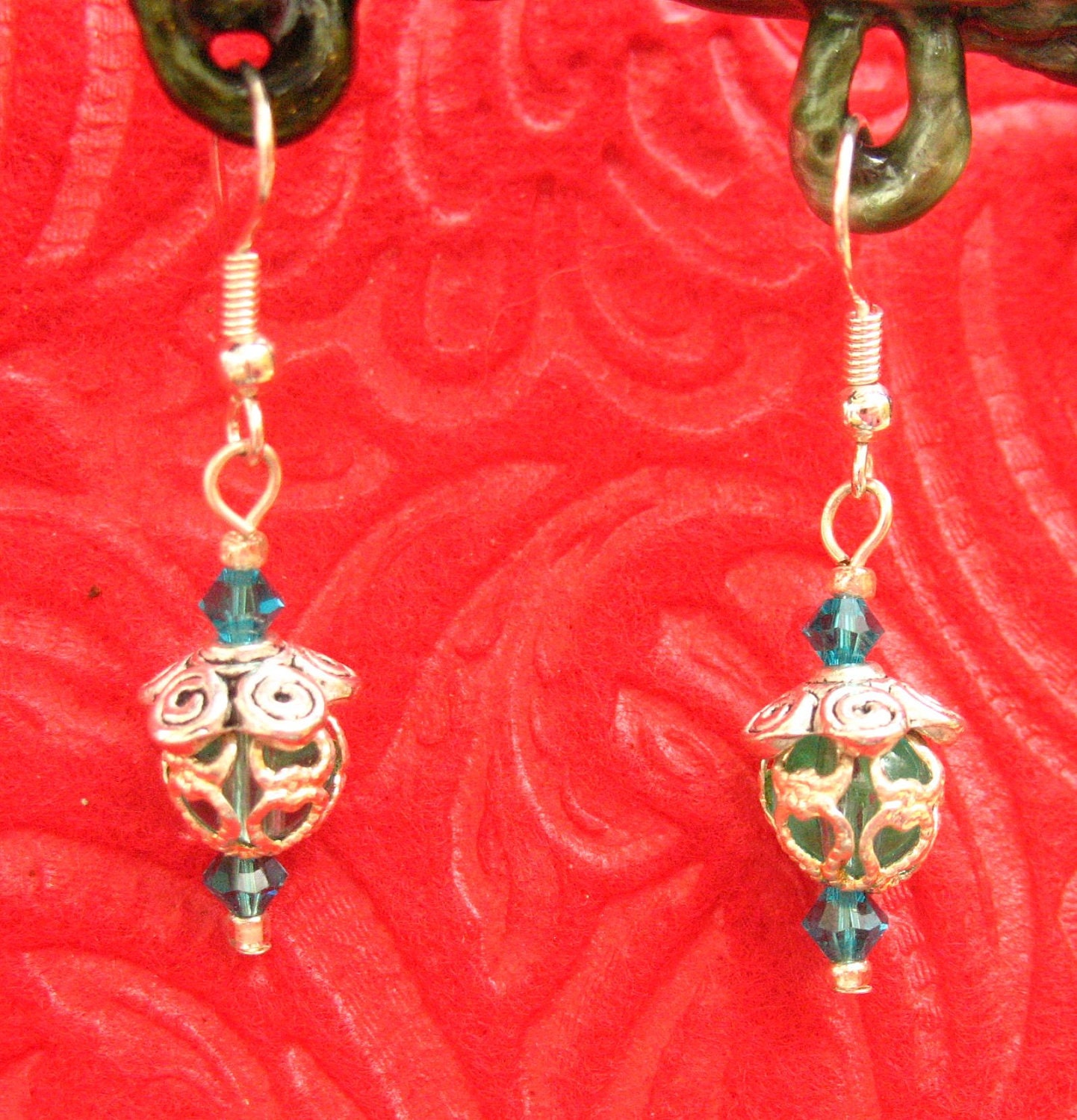 Turquoise Silver Filigree Earrings, Jewelry Handmade Women's Fashion Accessories