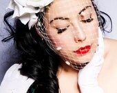 White Rose Bridal Birdcage Veil Wedding Hat Hair Accessory Fascinator Headpiece Bride Veling
