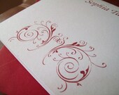 Personalized Red Snails Stationery Set of 10 notecards and envelopes