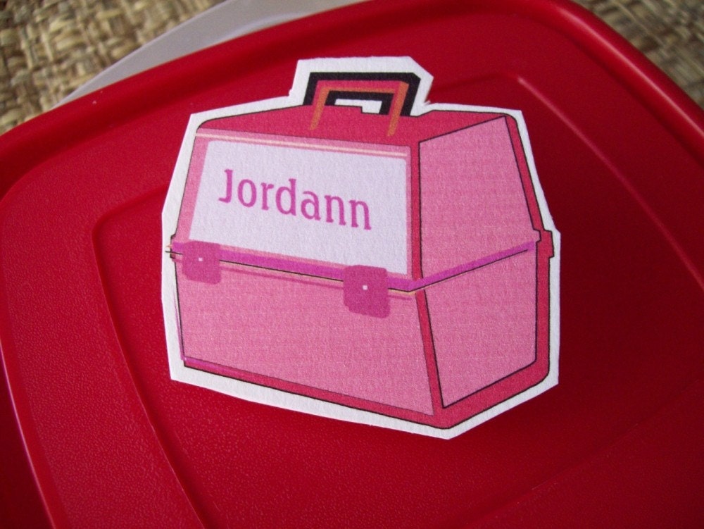 School Time--Lunch box mini note cards Pink or blue with childs name on lunchbox