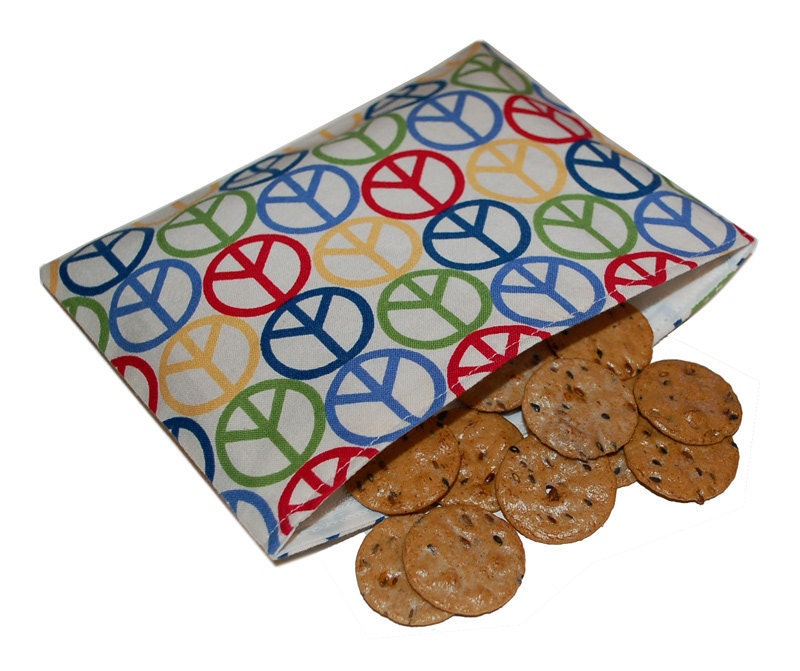 Reusable, Eco Friendly Snack Bag - Peace Signs