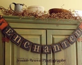 Primitive ENCHANTED BANNER GARLAND Halloween Sign Wall hanging